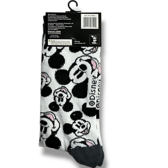 Disney Mickey Mouse Crew Socks Mens Fun Novelty Black White Unisex One Size 9-13 - Picture 3 of 16